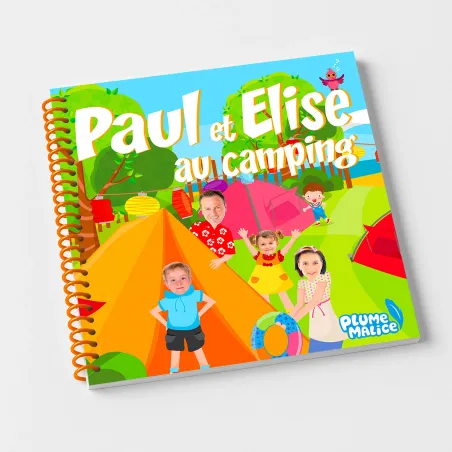 Livre personnalisé famille Au camping | Avec Photos et Prénoms