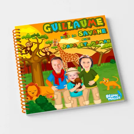 Livre personnalisé famille La savane | Avec Photos et Prénoms