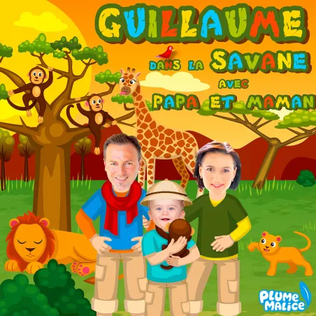 Livre personnalisé famille La savane | Avec Photos et Prénoms