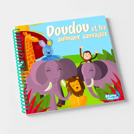 Livre personnalisé enfant avec photo du Doudou découvrant les Animaux