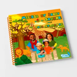 Livre personnalisé famille La savane 4 personnages | Avec Photos et Prénoms