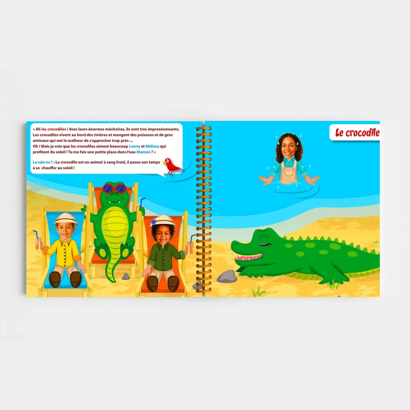 Livre personnalisé famille La savane 4 personnages | Avec Photos et Prénoms