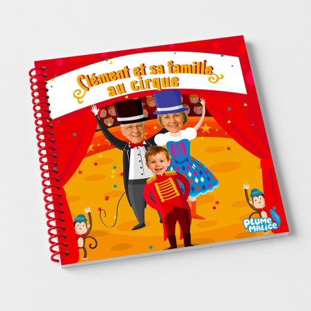 Livre personnalisé famille au Cirque | 3 personnages | Avec Photos et Prénoms