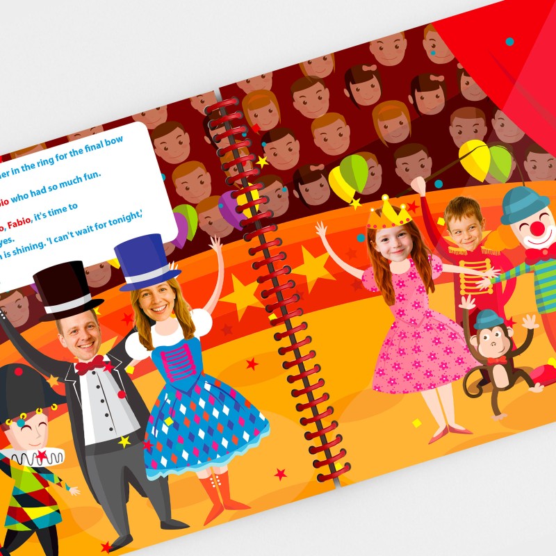 Personalized Family Circus Book | 4 Characters | With Photos and First Names