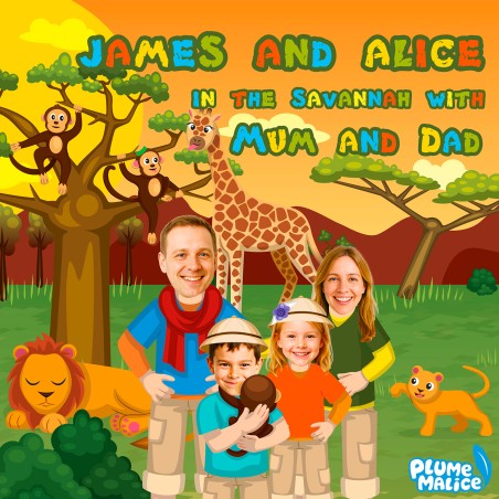 Personalized Family Savanna Book 4 Characters | With Photos and First Names