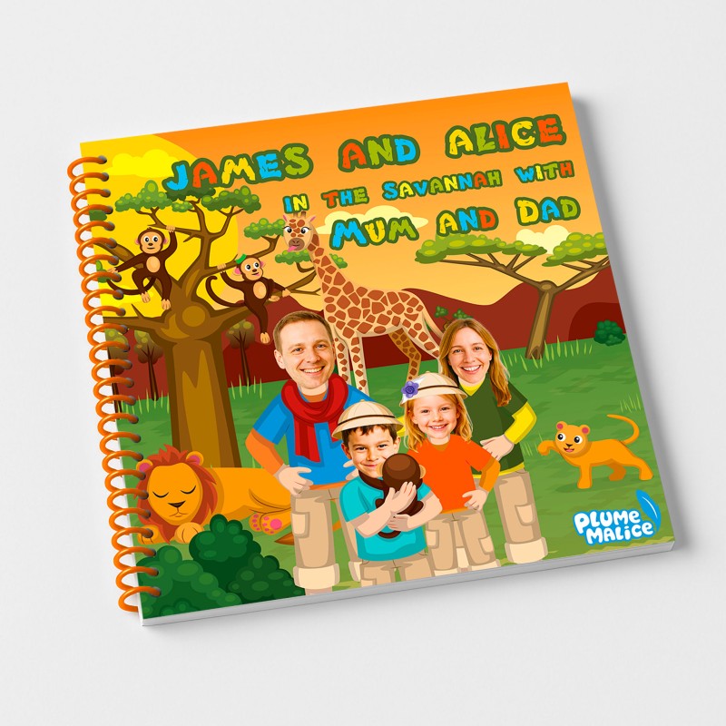 Personalized Family Savanna Book 4 Characters | With Photos and First Names
